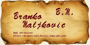 Branko Maljković vizit kartica